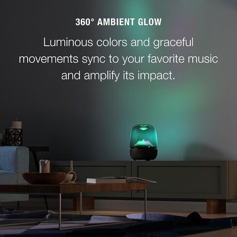 Harman Kardon Aura Studio 5 - مكبر صوت منزلي يعمل بالبلوتوث - مجال صوت ثابت مع مكبر صوت ثلاثي الاتجاهات وإضاءة 360 درجة - بث الموسيقى واتصال Auracast متعدد السماعات in Kuwait