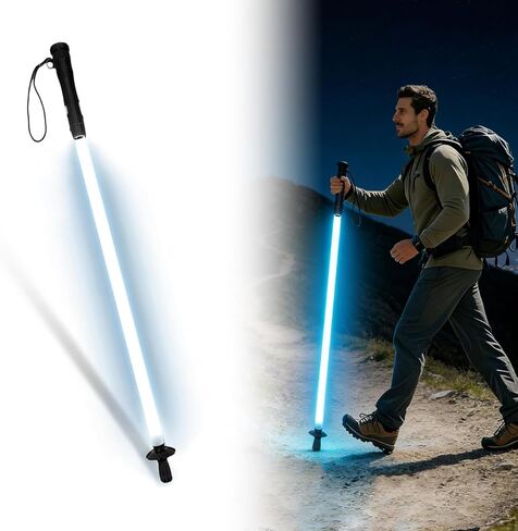Rechargeable Ultra-Bright LED Light-Up Trekking Poles, Sci-Fi Lightsaber-Inspired Hiking Sticks, Lightweight for Outdoor Hiking, Camping & Night Walking, White Light in Kuwait