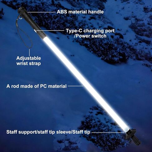 Rechargeable Ultra-Bright LED Light-Up Trekking Poles, Sci-Fi Lightsaber-Inspired Hiking Sticks, Lightweight for Outdoor Hiking, Camping & Night Walking, White Light in Kuwait