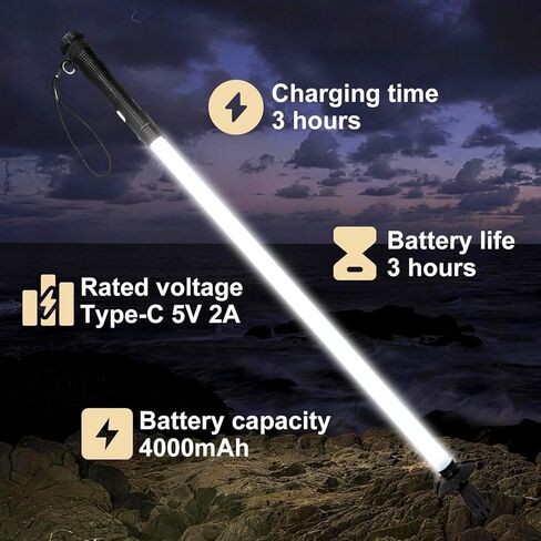 Rechargeable Ultra-Bright LED Light-Up Trekking Poles, Sci-Fi Lightsaber-Inspired Hiking Sticks, Lightweight for Outdoor Hiking, Camping & Night Walking, White Light in Kuwait