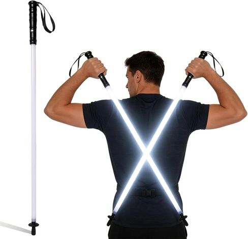 Rechargeable Ultra-Bright LED Light-Up Trekking Poles, Sci-Fi Lightsaber-Inspired Hiking Sticks, Lightweight for Outdoor Hiking, Camping & Night Walking, White Light in Kuwait