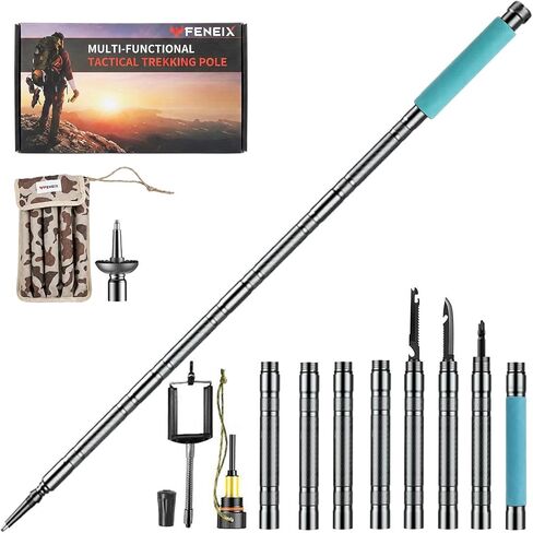 Collapsible Hiking Stick – 8-Section Aluminum Walking Sticks for Hiking and Outdoor Trekking Poles for Seniors with Multifunctional Accessories for Men and Women in Saudi Arabia