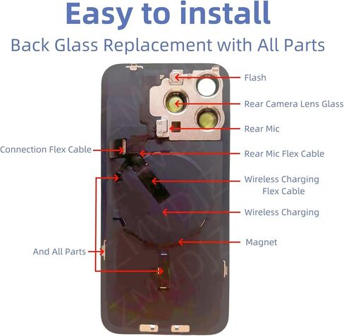 15 Pro Max Back Glass Replacement with Plate & Flex Cable and All Parts for iPhone 15pro Max Back Cover Glass (Blue Titanium, 6.7 Inch) + Waterproof Tape + Repair Tools (Blue Titanium) in Saudi Arabia