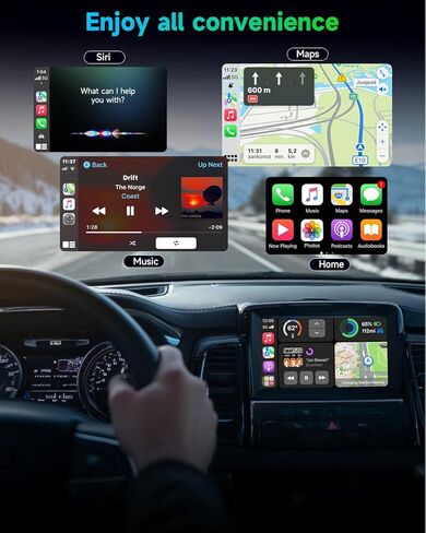 محول CarPlay اللاسلكي لأجهزة iPhone وAndroid، محول Apple CarPlay اللاسلكي 2 في 1، التوصيل والتشغيل، زمن الوصول المنخفض، USB-A/C، يحول السلكي إلى CarPlay اللاسلكي (iOS 10+، Android 11+) in Kuwait