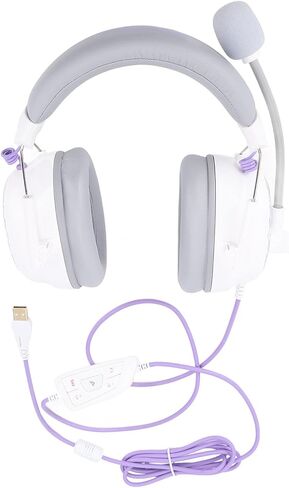Gaming Headset, HiFi Surround Sound USB Headset Surround Sound ABS PC for Computer (White) in Saudi Arabia