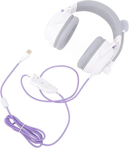 Gaming Headset, HiFi Surround Sound USB Headset Surround Sound ABS PC for Computer (White) in Saudi Arabia
