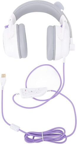 Gaming Headset, HiFi Surround Sound USB Headset Surround Sound ABS PC for Computer (White) in Saudi Arabia