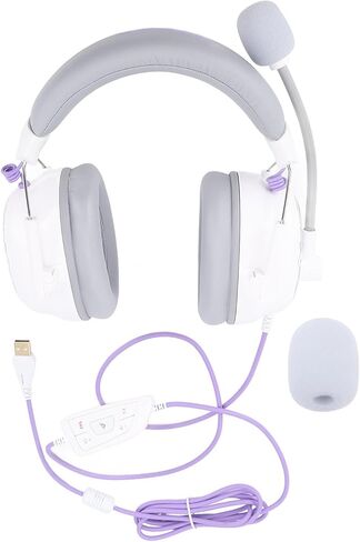 Gaming Headset, HiFi Surround Sound USB Headset Surround Sound ABS PC for Computer (White) in Saudi Arabia