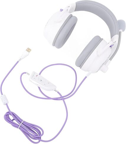 Gaming Headset, HiFi Surround Sound USB Headset Surround Sound ABS PC for Computer (White) in Saudi Arabia