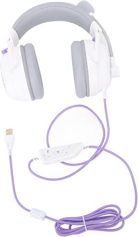 Gaming Headset, HiFi Surround Sound USB Headset Surround Sound ABS PC for Computer (White) in Saudi Arabia