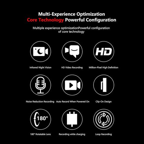 Portable Wearable Body Camera with Audio & Video Recording, Mini POV Cam with 16GB Card, Night Vision Body Worn Camcorder for Security Patrol, On‑the‑Go Recording for Travel & Daily Use (16GB) in Saudi Arabia