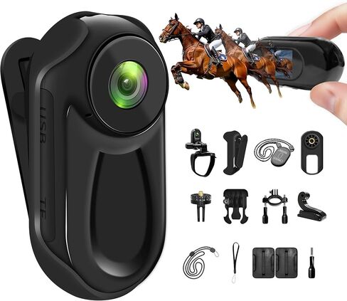 Mini Body Camera 1080P, 2026 Improved Design Action Camera with 0.85'' Display Screen, Motorcycle Helmet Cameras, Wearable Sports POV Camera, Video/Photo, 120° Wide-Angle, Multiple Accessories in Saudi Arabia
