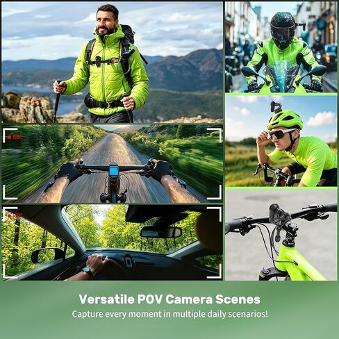Mini Body Camera 1080P, 2026 Improved Design Action Camera with 0.85'' Display Screen, Motorcycle Helmet Cameras, Wearable Sports POV Camera, Video/Photo, 120° Wide-Angle, Multiple Accessories in Saudi Arabia