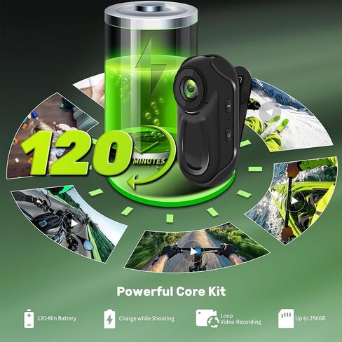 Mini Body Camera 1080P, 2026 Improved Design Action Camera with 0.85'' Display Screen, Motorcycle Helmet Cameras, Wearable Sports POV Camera, Video/Photo, 120° Wide-Angle, Multiple Accessories in Saudi Arabia