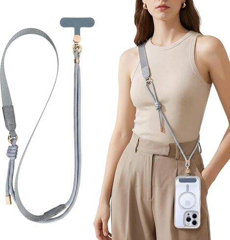 Phone Lanyard Crossbody, Adjustable Anti Theft Phone Strap for ID Badge, Wallet, Earphones, Keychain, Universal Skin-Friendly Cell Phone Neck Lanyard for Travel Hiking Cycling Shopping, Khaki in Saudi Arabia