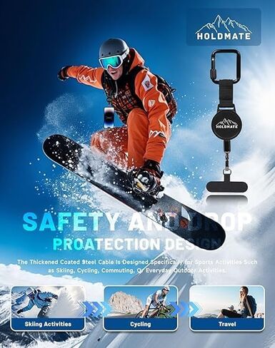 Anti-Theft Phone Lanyard, Retractable Phone Tether with Steel Cable, 27.5" Cord With Secure Locking Clip & 360° Anti-Tangle Design, For Iphone & Smartphones in Saudi Arabia