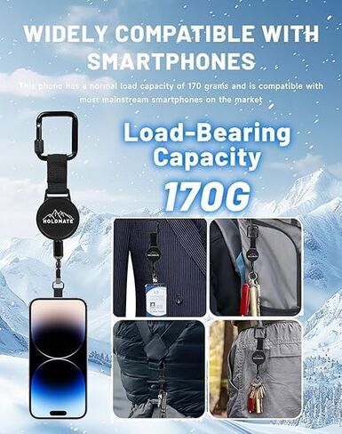 Anti-Theft Phone Lanyard, Retractable Phone Tether with Steel Cable, 27.5" Cord With Secure Locking Clip & 360° Anti-Tangle Design, For Iphone & Smartphones in Saudi Arabia