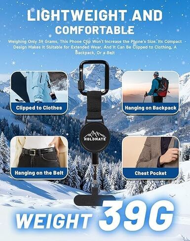 Anti-Theft Phone Lanyard, Retractable Phone Tether with Steel Cable, 27.5" Cord With Secure Locking Clip & 360° Anti-Tangle Design, For Iphone & Smartphones in Saudi Arabia