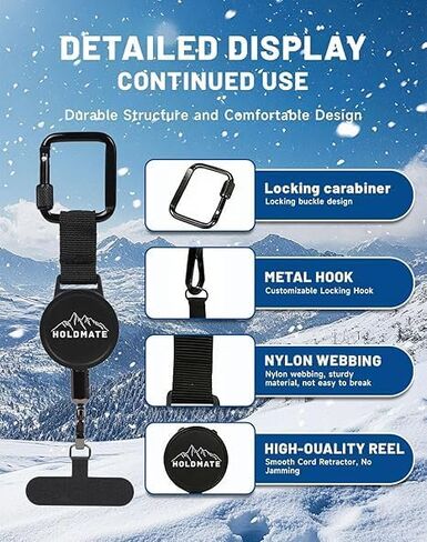 Anti-Theft Phone Lanyard, Retractable Phone Tether with Steel Cable, 27.5" Cord With Secure Locking Clip & 360° Anti-Tangle Design, For Iphone & Smartphones in Saudi Arabia