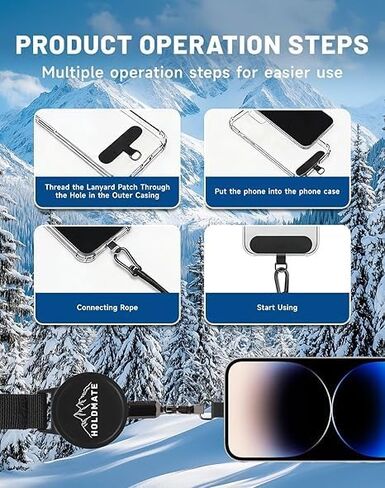 Anti-Theft Phone Lanyard, Retractable Phone Tether with Steel Cable, 27.5" Cord With Secure Locking Clip & 360° Anti-Tangle Design, For Iphone & Smartphones in Saudi Arabia