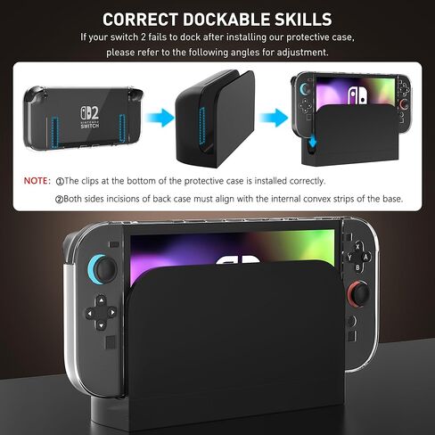 [Improved Version] GLDRAM Case for Nintendo Switch 2 (2025), Dockable Hard Shell PC Protective Cover with Split Design, Anti-Scratch Switch 2 Skin Accessories Protector - Clear Glitter in Saudi Arabia