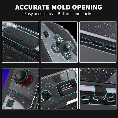 [Improved Version] GLDRAM Case for Nintendo Switch 2 (2025), Dockable Hard Shell PC Protective Cover with Split Design, Anti-Scratch Switch 2 Skin Accessories Protector - Clear Glitter in Saudi Arabia