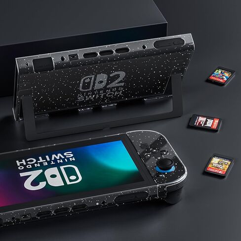 [Improved Version] GLDRAM Case for Nintendo Switch 2 (2025), Dockable Hard Shell PC Protective Cover with Split Design, Anti-Scratch Switch 2 Skin Accessories Protector - Clear Glitter in Saudi Arabia
