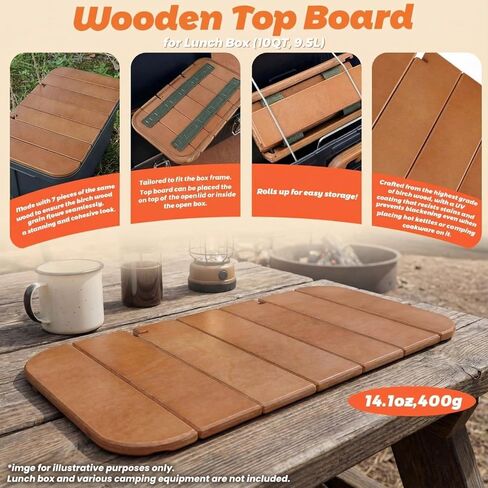 Wooden Table Compatible with Lunch Box 10qt Portable Outdoor Camping Picnicking Cafe Kit Accessories Mini Folding Meal Tables (7.3 x 13.6 x 0.4 Inch), Not Included Lunchbox in Saudi Arabia