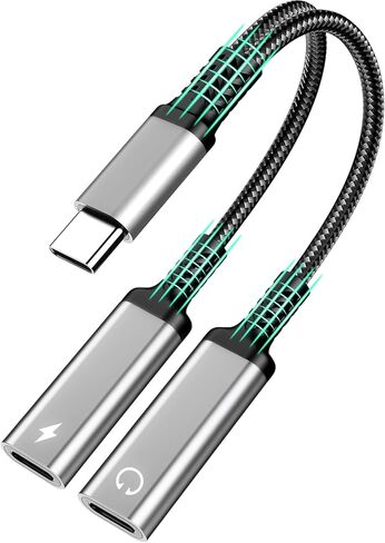 USB C Splitter, Dual USB C Headphone and Charger Adapter, 1 in 2 Out Type C Audio Jack Dongle with PD 60W Fast Charging Cable for iPhone 17 16 15 Pro Max, iPad, Samsung Galaxy S25 S24 Ultra More USBC in Saudi Arabia
