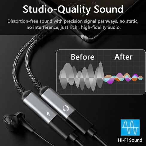 USB C Splitter, Dual USB C Headphone and Charger Adapter, 1 in 2 Out Type C Audio Jack Dongle with PD 60W Fast Charging Cable for iPhone 17 16 15 Pro Max, iPad, Samsung Galaxy S25 S24 Ultra More USBC in Saudi Arabia