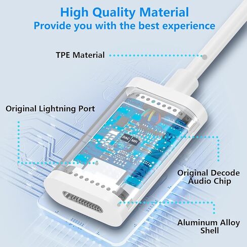 محول USB C إلى Lightning متوافق مع iPhone 17 16 15 Pro Max، شحن سريع 27 وات PD، دعم مزامنة البيانات وإخراج الصوت، محول من النوع C ذكر إلى Lightning Female لجهاز iPad Air/Mini in Kuwait