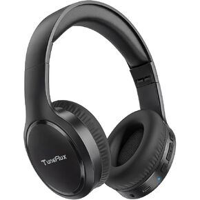 سماعات رأس بلوتوث TuneFlux، وقت تشغيل 70 ساعة بلوتوث 6.0 سماعات رأس لاسلكية، 3 أوضاع موسيقى EQ قابلة للطي خفيفة الوزن فوق الأذن مع مكالمة واضحة، HiFi Deep Bass للسفر في المنزل والمكتب (أسود) in Kuwait