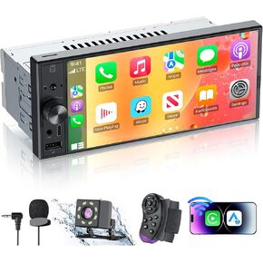 6.9“Single Din Radio Car Stereo with Apple CarPlay & Android Auto, Car Radio UHD in-Cell Touchscreen, 1080P Backup Camera, Mirror Link, Bluetooth 5.3, GPS, AM&FM, USB & Type-C Fast Charging, EQ, SWC in Saudi Arabia