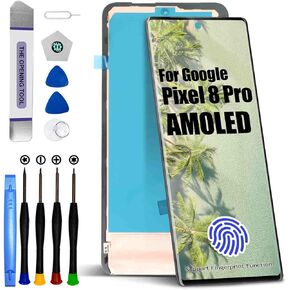 AMOLED for Google Pixel 8 Pro LCD Screen Replacement for Google Pixel 8 Pro LCD Display Touch Screen Display Assembly Repair Kits with Frame GC3VE, G1MNW (with Fingerprint Function) in Kuwait