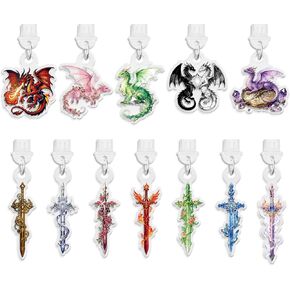 Y1tvei Fantasy Dragon Dust Plug Charms for E-Reader - 12Pcs Fantasy Dragon Themed Compatible with Type C Charging Port Covers, Anti Dust Plug Cover Accessory Gifts for Book Lover Reader Birthday Party in Saudi Arabia