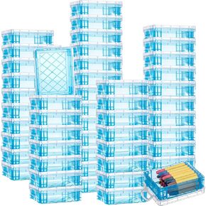 Suzile 50 Pcs Plastic Clear Crayon Box Stackable Crayon Organizer with Lid Clear Crayon Storage Containers Bulk for Office School Classroom Supplies Pen Pencil Art Crafts in Kuwait