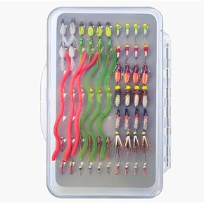 58/60Pcs Fly Fishing Nymphs Assortment, Barbed & Barbless Trout Nymph Flies Kit for Trout Fishing in Saudi Arabia