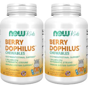 NOW Supplements, BerryDophilus™ with 2 Billion, 10 Probiotic Strains, Xylitol Sweetened, Strain Verified, 60 Chewables, packaging may vary in Saudi Arabia