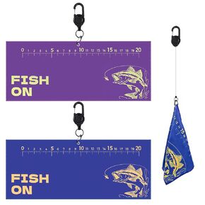 2PCS Fishing Towel with Built-in Ruler and Retractable Carabiner Clip, 25.5" X9.8 Premium Microfiber Towel for Cleaning Hands & Tackle Gear, Bass Accessories, Fishing Gifts for Men Dad in Saudi Arabia
