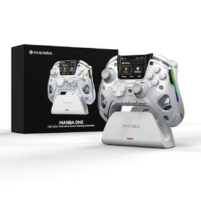 جهاز تحكم لاسلكي مدمج بشاشة عرض Manba One للكمبيوتر الشخصي/Switch/Switch 2/iOS/Android مع قاعدة شحن، وعصا تحكم ومشغلات تأثير القاعة، وضبط إضاءة RGB، وبطارية 1800 مللي أمبير في الساعة (أسود داكن) in Kuwait