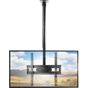 حامل تلفزيون في السقف مقاس 39 بوصة لتلفزيونات LCD LED OLED 4K مقاس 26-65 بوصة، دعامة تثبيت على السقف للتلفزيون شديدة التحمل مع عمود تمديد قابل للتعديل للارتفاع لشرفة الفناء المنزلي، بحد أقصى 400 × 400 مم، يحمل 110 رطل in Kuwait