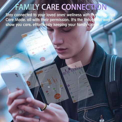 Smart Health Ring for Women & Men,Fitness Tracker Ring,with Heart Rate,Sleep,Blood Oxygen, BloodPressure,HRV & Cycles,IP68 Waterproof,iOS/Android, No Subscription.(Black,8) in Saudi Arabia