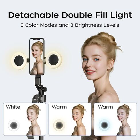 70.9" Auto Face Tracking Selfie Stick Tripod for iPhone Android with Lights, No App, 360°Rotation Tripod that Follows Your Movement with Remote Control for Live Streaming, TikTok, YouTube in Saudi Arabia