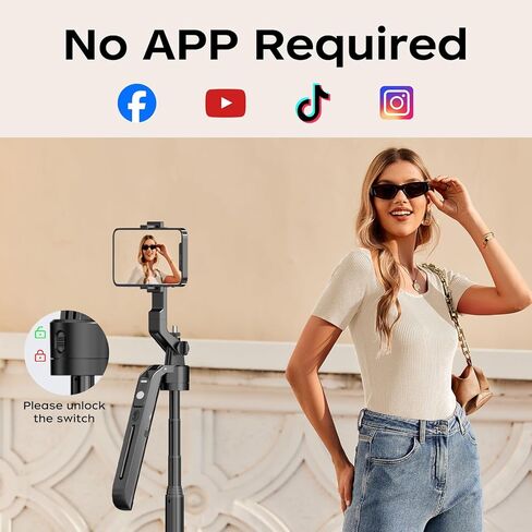 70.9" Auto Face Tracking Selfie Stick Tripod for iPhone Android with Lights, No App, 360°Rotation Tripod that Follows Your Movement with Remote Control for Live Streaming, TikTok, YouTube in Saudi Arabia
