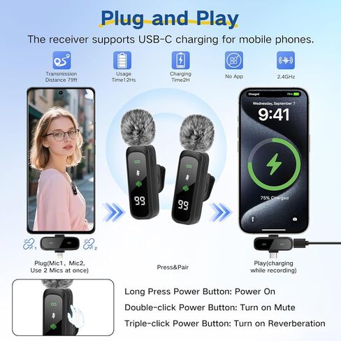 Content Creator Vlogging Kit,180CM Metal Selfie Stick Tripod with Light and Wireless Microphones,Vlogging Kit for iPhone/Android,Phone Tripod for Tiktok &YouTube Starter Kit in Saudi Arabia