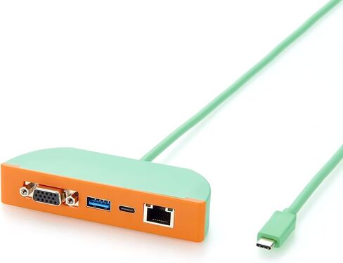 محول USB C Hub متعدد المنافذ 4 في 1، 1080P VGA، RJ45 Gigabit Ethernet، USB 3.2 Gen 2 10 جيجابت في الثانية USB-C ومنافذ بيانات USB-A، لنظام التشغيل macOS وWindows وLinux وجهاز العرض (1.5M) in Kuwait
