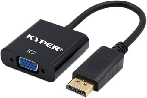 Kyper USKyper-1388 (عبوة واحدة) محول DisplayPort DP إلى VGA ذكر إلى أنثى، محول مطلي بالذهب 1080 بكسل للكمبيوتر المكتبي وشاشة الكمبيوتر المحمول وجهاز العرض HDTV متوافق مع جميع العلامات التجارية in Kuwait