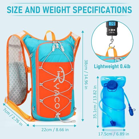 RYACO Lightweight Hydration Backpack, Running Backpack with 2L Water Bladder, Hiking Hydration Water Daypack for Cycling Rave for Men Women in Saudi Arabia