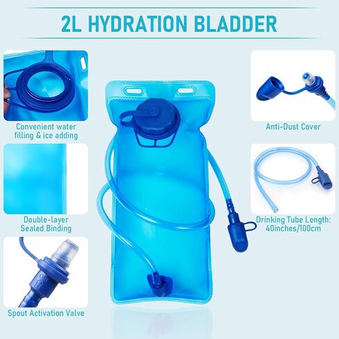 RYACO Lightweight Hydration Backpack, Running Backpack with 2L Water Bladder, Hiking Hydration Water Daypack for Cycling Rave for Men Women in Saudi Arabia