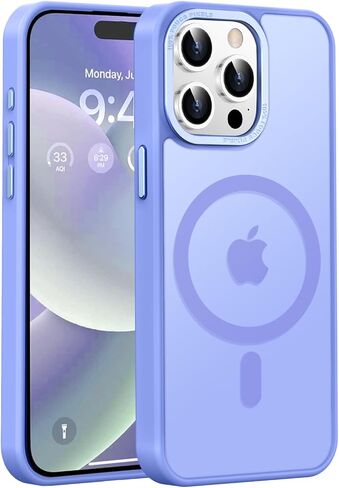 Newfuture Magnetic for iPhone 15 Pro Case [Compatible with Magsafe] [Military Grade Drop Protection] Translucent Matte Anti-Fingerprint Shockproof Phone Case for iPhone 15 Pro 6.1 inch, Light Purple in Saudi Arabia